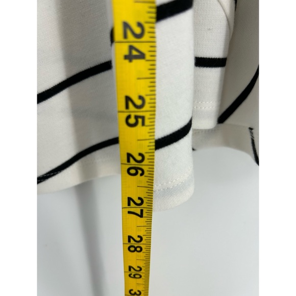 Chico’s Striped White Black Cardigan Open Front Stretch Sweater - Picture 6 of 7